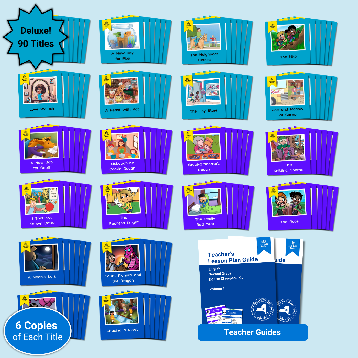 2nd Grade Deluxe Classpack, 2024-2025 Edition: English, 90 titles, 540 books, 2 Teacher Guides - Just Right Reader