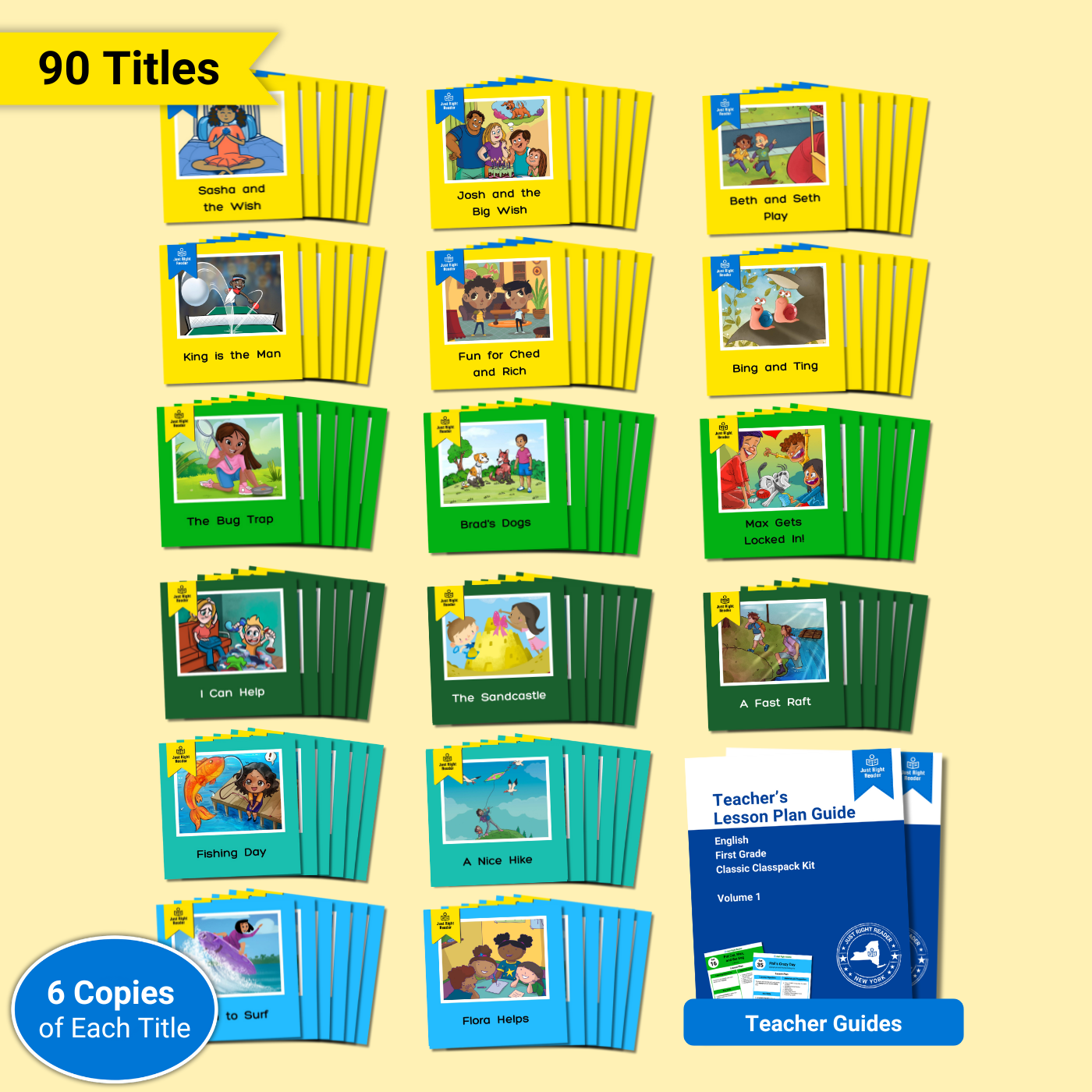 1st Grade Classic Classpack, 2024-2025 Edition: English, 90 titles, 540 books, 2 Teacher Guides - Just Right Reader