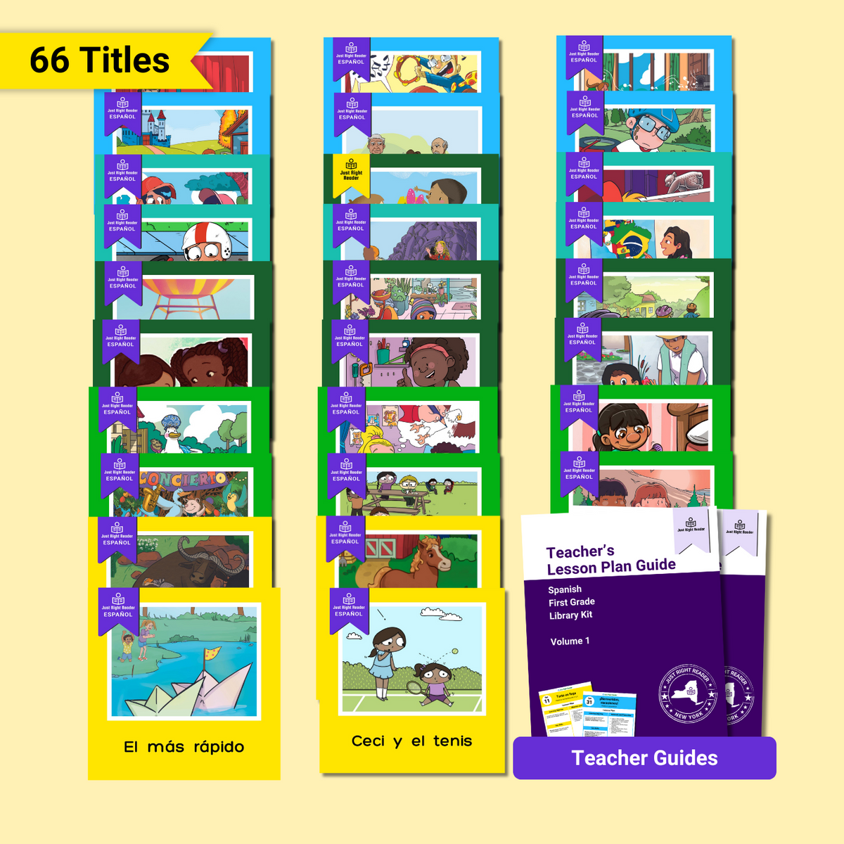 1st Grade Library, 2024 Edition - Spanish, 66 titles, 66 books, 2 Teacher Guides