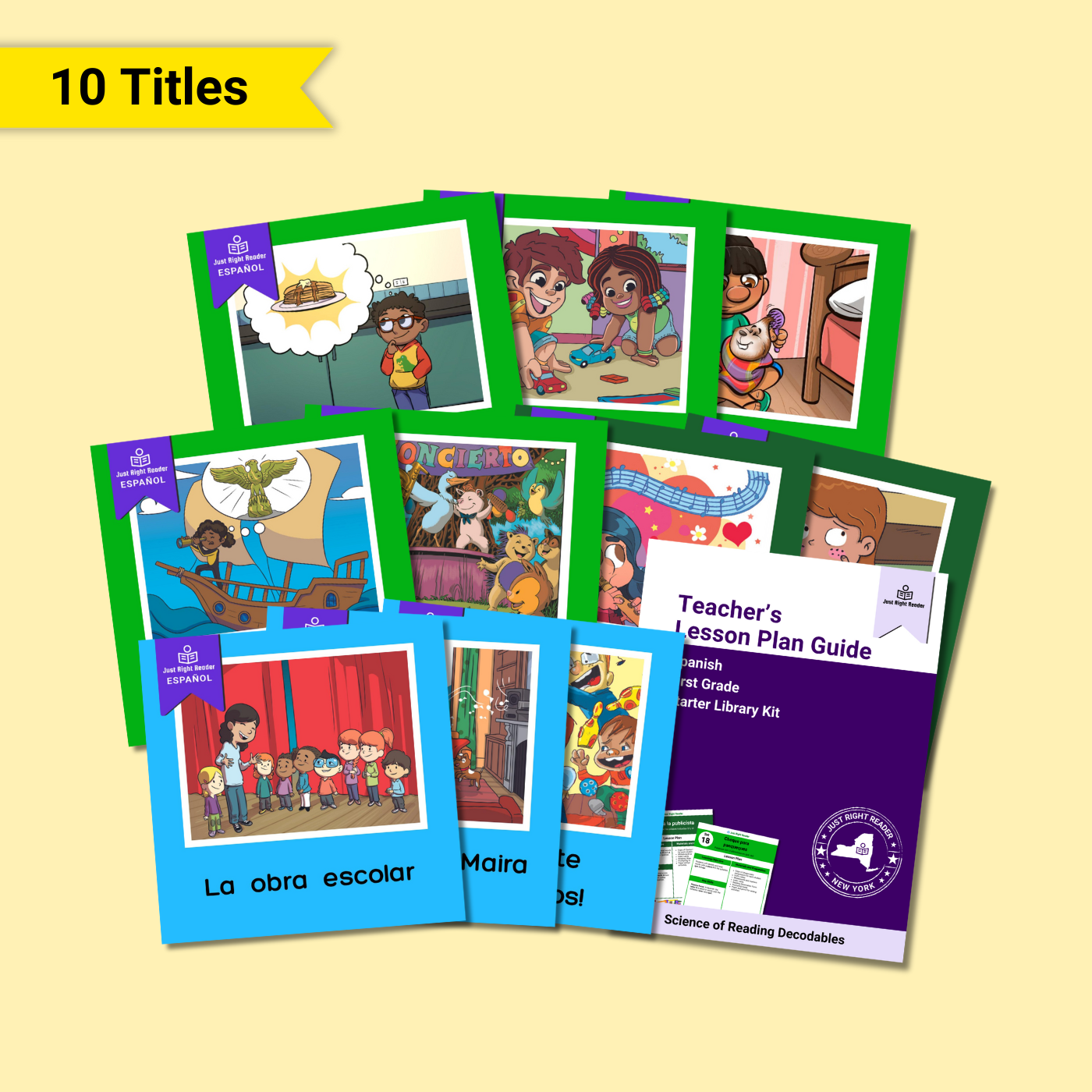 1st Grade Starter Library, 2024 Edition - Spanish, 10 titles, 10 books, 1 Teacher Guide - Just Right Reader