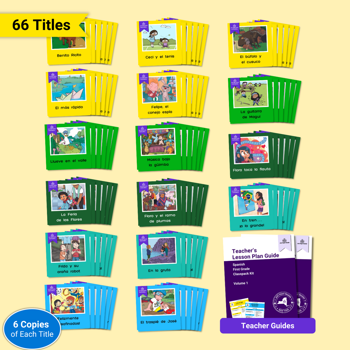 1st Grade Classpack, 2024 Edition - Spanish, 66 titles, 396 books, 2 Teacher Guides