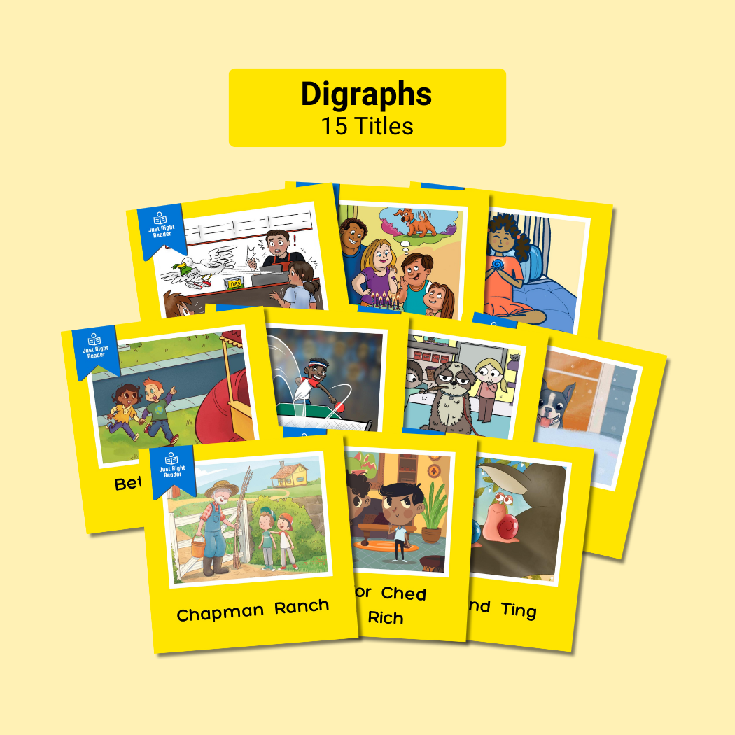 Digraphs Skill Building Library, 2024-2025 Edition: English, 15 titles, 15 books - Just Right Reader